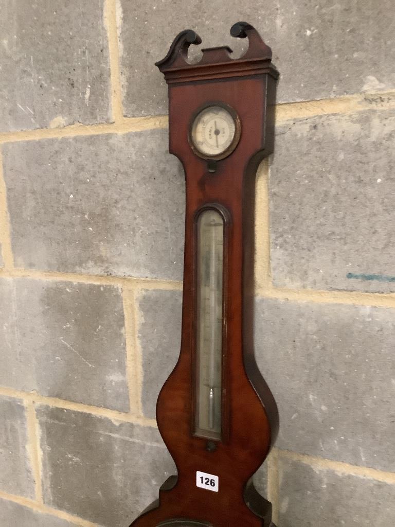 A 19th century mahogany wheel barometer, height 106cm